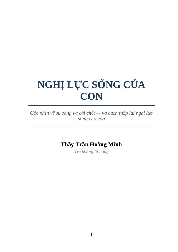 Nghị Lực Sống Của Con