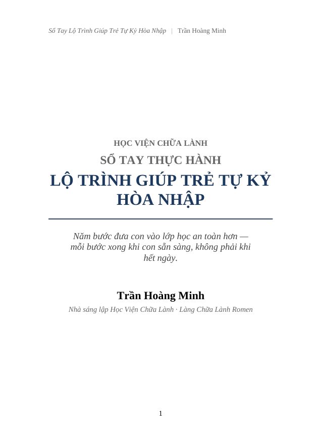 Sổ Tay: Lộ Trình Giúp Trẻ Tự Kỷ Hòa Nhập